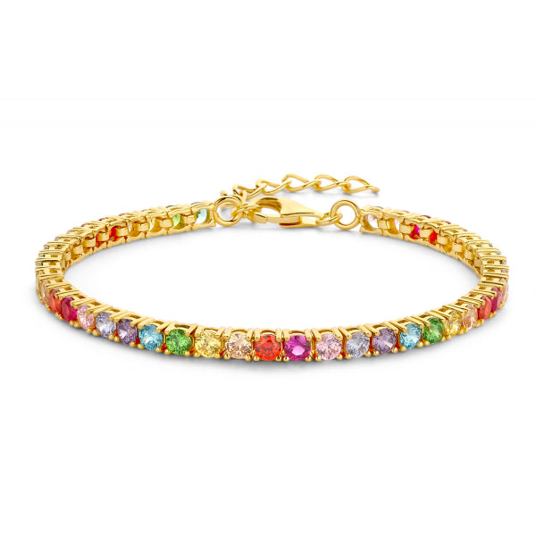 Tennisarmband Zirkonia – 925 Silber, vergoldet – in 10 Farben erhältlich