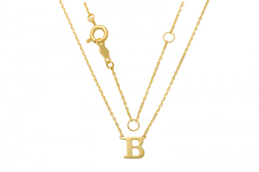 Bijora Buchstaben-Collier aus 585 Echtgold (14 Karat), Buchstabe frei wählbar von A–Z – diamantierte Ankerkette, 43 cm, eleganter Goldanhänger, Gesamtansicht auf weißem Hintergrund.