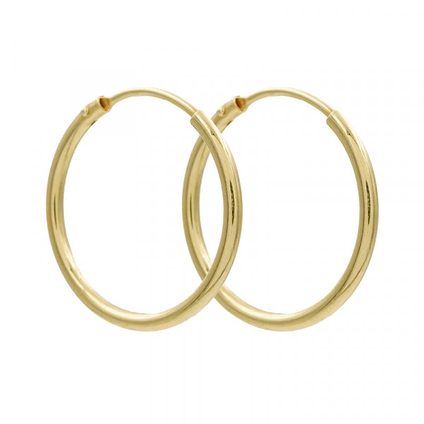 Bijora Creolen mit Scharnier aus recyceltem 925 Silber – vergoldet, Ø ca. 25 mm, 1,5 mm stark, klassisches Design, Gesamtansicht auf weißem Hintergrund.