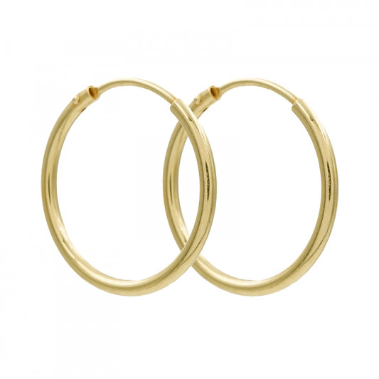 Bijora Creolen mit Scharnier aus recyceltem 925 Silber – vergoldet, Ø ca. 25 mm, 1,5 mm stark, klassisches Design, Gesamtansicht auf weißem Hintergrund.