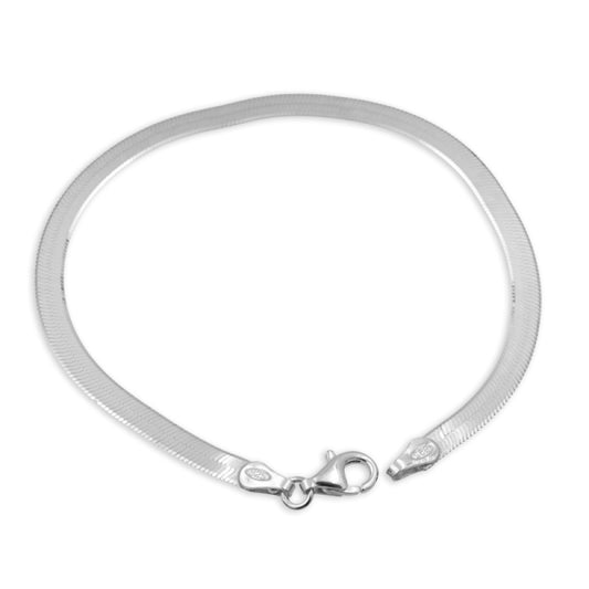 Bijora Doppelpanzerarmband flach aus 925 Sterling Silber – klassisches, glänzendes Silberarmband mit flacher Gliederstruktur, hergestellt in Deutschland aus recyceltem Silber, Gesamtansicht auf weißem