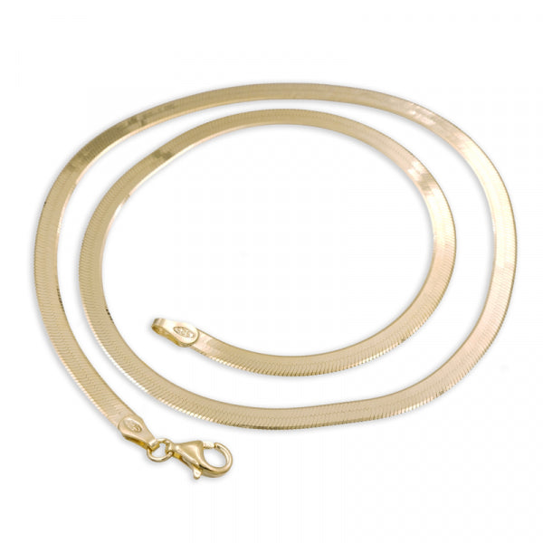 Bijora Doppelpanzerkette flach aus 925 Sterling Silber, 18 kt. vergoldet – fein polierte Kette mit klassischer Doppelpanzerstruktur, Gesamtansicht auf weißem Hintergrund.