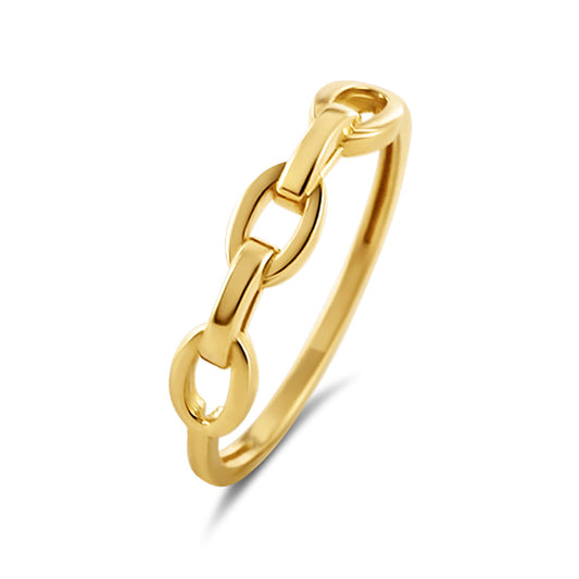 Bijora Kettenring aus 585 Echtgold (14k) – eleganter Ring mit feiner Kettenstruktur, poliert und edel glänzend, Gesamtansicht auf weißem Hintergrund.