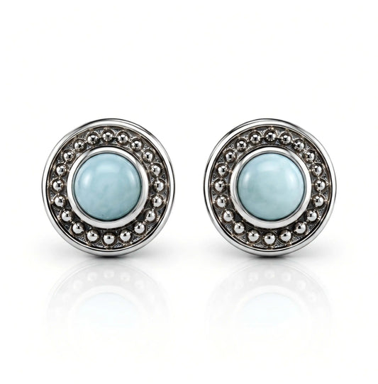Larimar Ohrringe aus 925 Sterling Silber von BIJORA mit hellblauem Larimar Edelstein