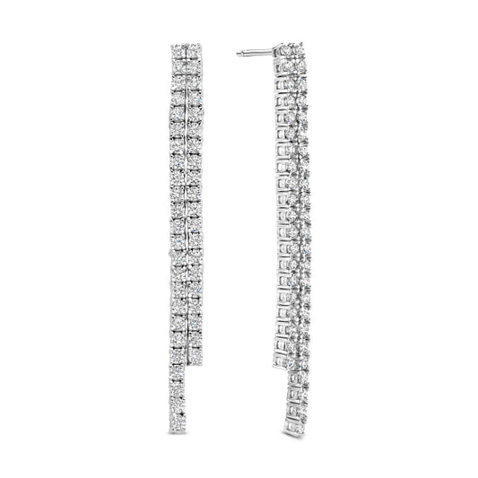 Bijora Ohrstecker lang mit 80 Zirkonia aus 925 Sterling Silber, rhodiniert – elegante, funkelnde Ohrringe mit brillantem Glanz, Gesamtansicht auf weißem Hintergrund.