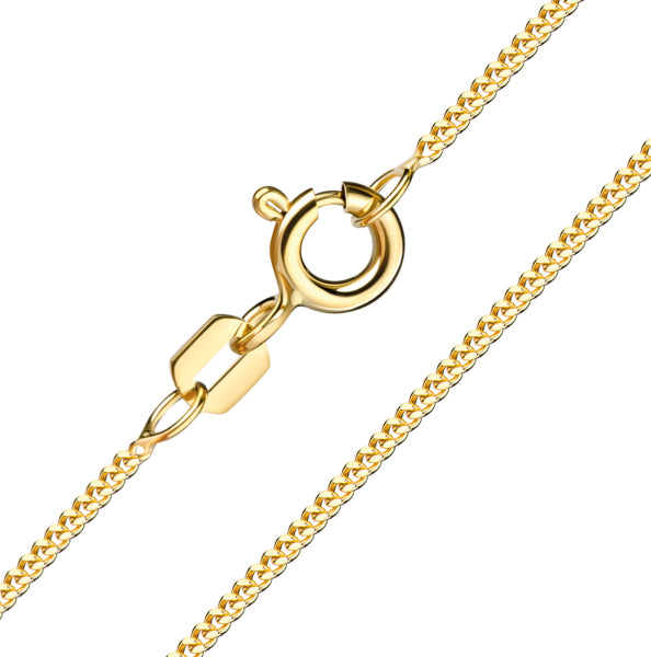 Detailansicht der Bijora Panzerkette leicht gefertigt – 333 Echtgold, recyceltes Material, fein polierte Panzerstruktur, nachhaltige Herstellung & edler Glanz.