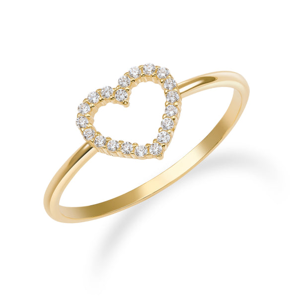 Bijora Ring Herz mit 20 Zirkonia aus 333 Echtgold (8 Karat) – Herz ca. 8 × 7,5 mm, feine Ringschiene, elegantes Design, Gesamtansicht auf weißem Hintergrund.