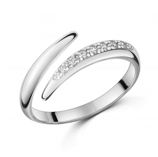 Bijora Schlangenring aus 925 Sterling Silber, rhodiniert – eleganter Ring in geschwungener Schlangenform, hochglanzpoliert, stilvolles Design auf weißem Hintergrund.