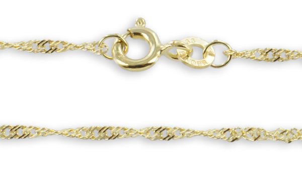 Bijora Singapurkette aus 333 Echtgold (8 Karat), hergestellt in Deutschland aus recyceltem Gold – feine, funkelnde Goldkette, Gesamtansicht auf weißem Hintergrund.