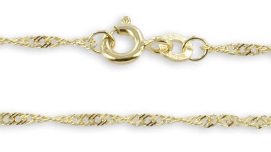 Bijora Singapurkette aus 333 Echtgold (8 Karat), hergestellt in Deutschland aus recyceltem Gold – feine, funkelnde Goldkette, Gesamtansicht auf weißem Hintergrund.