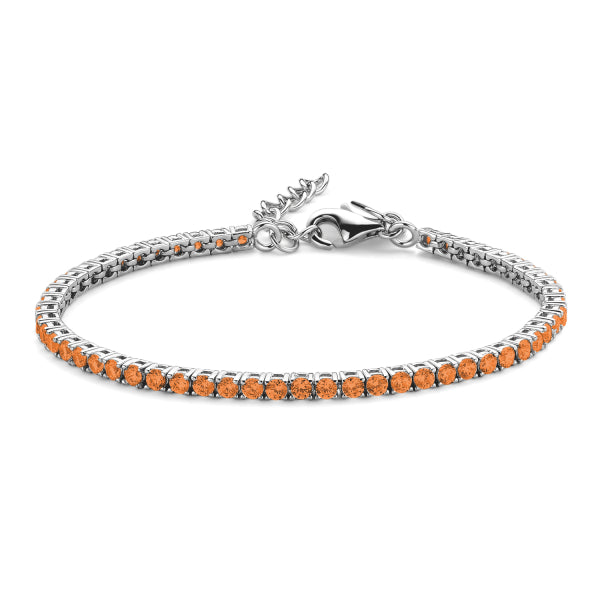 Bijora Tennisarmband aus 925 Sterling Silber, rhodiniert – strahlende orange Zirkonia-Steine, sommerlich & elegant, hochwertig gefasst.