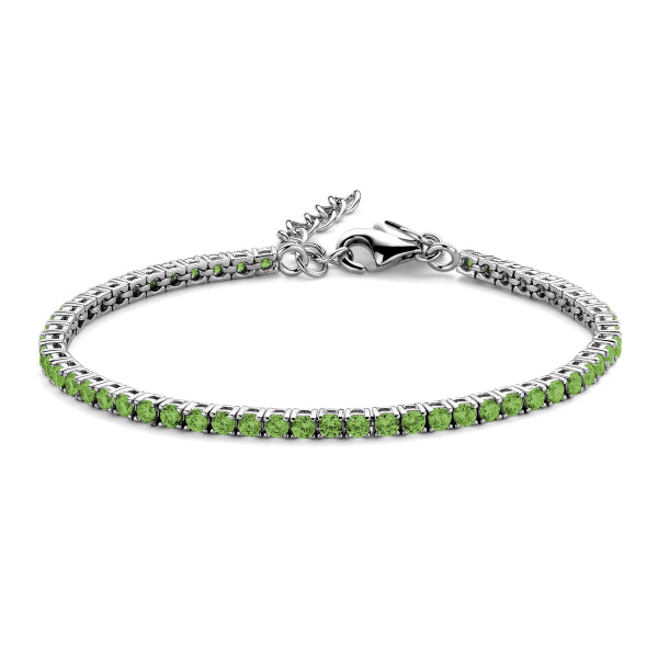 Bijora Tennisarmband aus 925 Sterling Silber, rhodiniert – brillante grüne Zirkonia-Steine, inspiriert von Smaragdglanz, luxuriös & stilvoll.