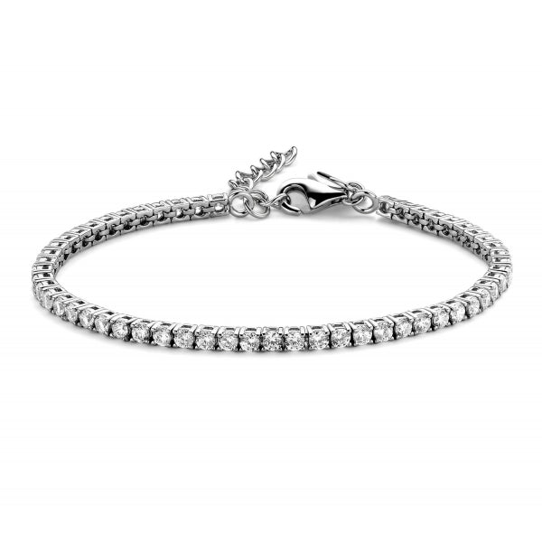 Bijora Tennisarmband aus 925 Sterling Silber, rhodiniert – klassische weiße Zirkonia-Steine, brillant geschliffen, zeitlos & elegant.