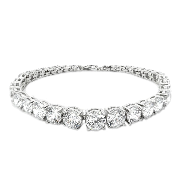 Bijora Tennisarmband Zirkonia weiß aus 925 Sterling Silber, rhodiniert – funkelndes Damenarmband mit weißen Zirkonia-Steinen, Gesamtansicht auf weißem Hintergrund.