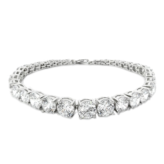 Bijora Tennisarmband Zirkonia weiß aus 925 Sterling Silber, rhodiniert – funkelndes Damenarmband mit weißen Zirkonia-Steinen, Gesamtansicht auf weißem Hintergrund.